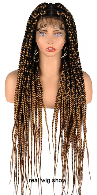 Synthetic Large Box Braided Wigs Jumbo Knotless Full Lace Front Wigs For Black Women Jumbo Tribal Braids