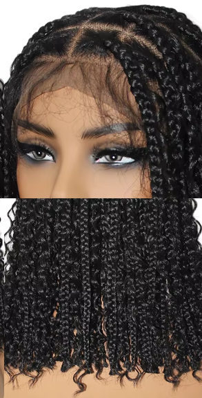 12" Synthetic Bohemian Wig Knotless Box Braided Wigs Full Lace Front For Black Women