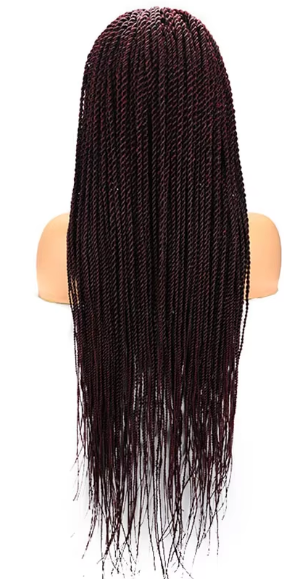 Synthetic 26 36 Inch Ombre Middle Part Senegalese Twist Braided Wig Long Black Lace Front Braiding Hair Wig With Baby Hair