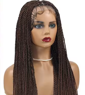 Synthetic 26 36 Inch Ombre Middle Part Senegalese Twist Braided Wig Long Black Lace Front Braiding Hair Wig With Baby Hair