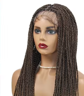 Synthetic 26 36 Inch Ombre Middle Part Senegalese Twist Braided Wig Long Black Lace Front Braiding Hair Wig With Baby Hair